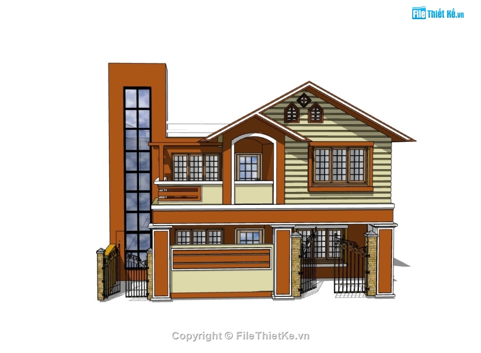 biệt thự 2 tầng,su biệt thự,sketchup biệt thự,su biệt thự 2 tầng