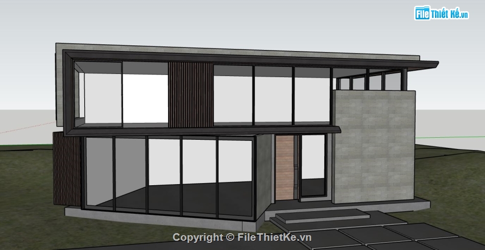 biệt thự hiện đại,file su biệt thự,sketchup biệt thự