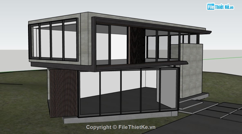 biệt thự hiện đại,file su biệt thự,sketchup biệt thự