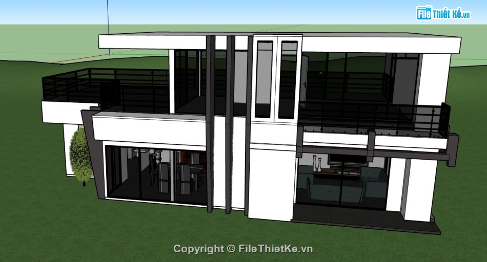 biệt thự hiện đại,file su biệt thự,sketchup biệt thự