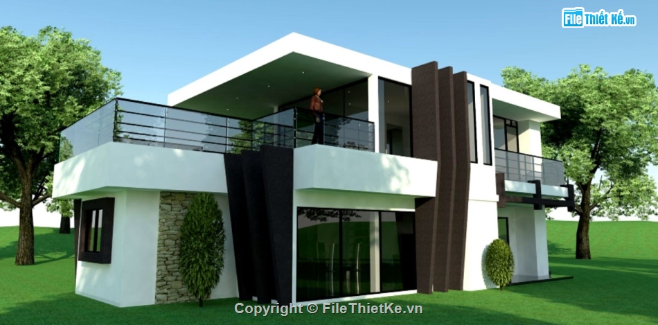 biệt thự hiện đại,file su biệt thự,sketchup biệt thự