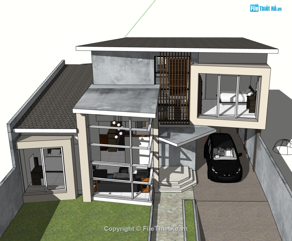 biệt thự 2 tầng,sketchup biệt thự,sketchup biệt thự 2 tầng,sketchup biệt thự 2 tầng hiện đại