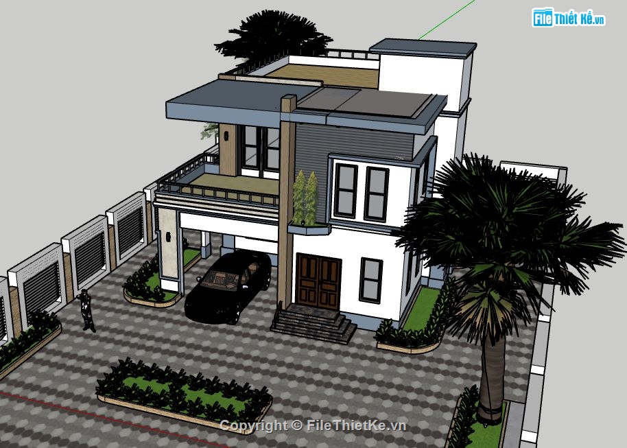 file su biệt thự,sketchup biệt thự,su biệt thự 2 tầng