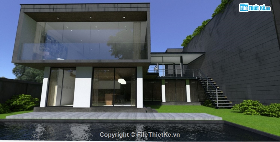 su biệt thự đẹp,model su biệt thự 2 tầng,file sketchup biệt thự