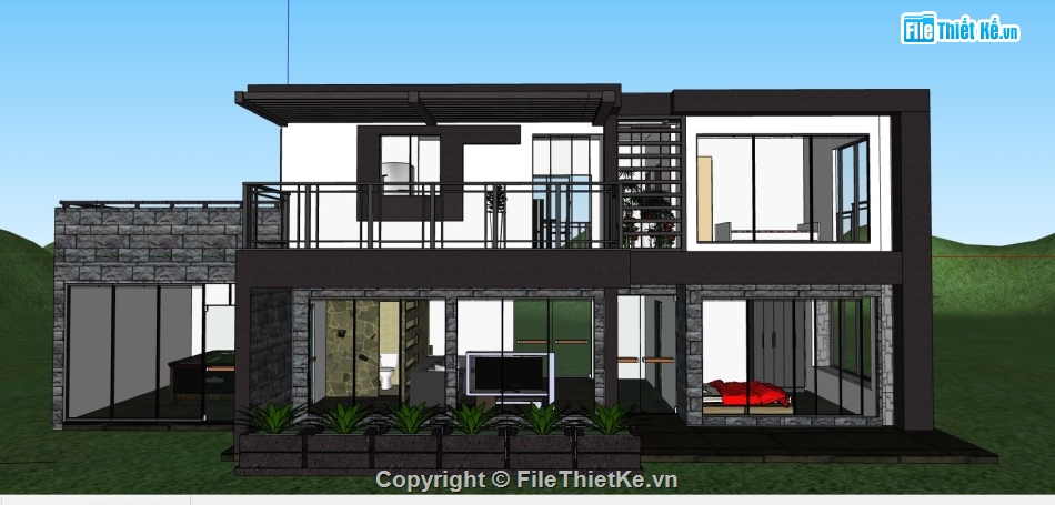 file su biệt thự,sketchup biệt thự,model su biệt thự