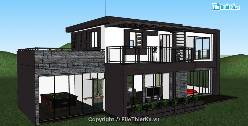 file su biệt thự,sketchup biệt thự,model su biệt thự