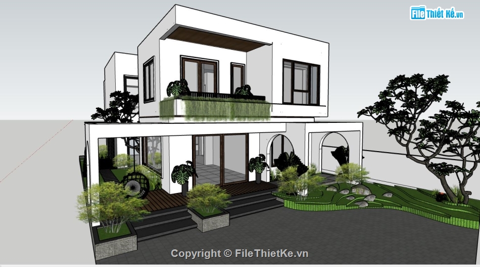 biệt thự 2 tầng,sketchup biệt thự,biệt thự sketchup