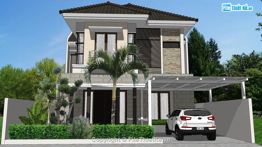 biệt thự 2 tầng,model biệt thự,biệt thự