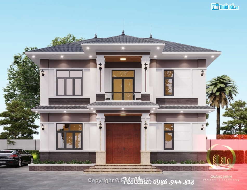 biệt thự 2 tầng,Mẫu biệt thự đẹp,biệt thự đẹp 2 tầng,biệt thự 2 tầng đẹp,file revit biệt thự 2 tầng mái nhật,biệt thự 2 tầng mái nhật đẹp nhất 2025