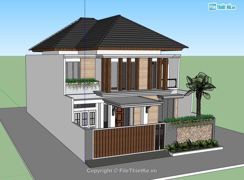 biệt thự 2 tầng,biệt thự sketchup,sketchup biệt thự,sketchup biệt thự 2 tầng