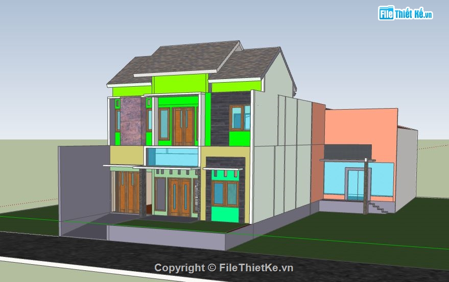 mẫu su biệt thự 2 tầng,sketchup biệt thự 2 tầng,model su biệt thự