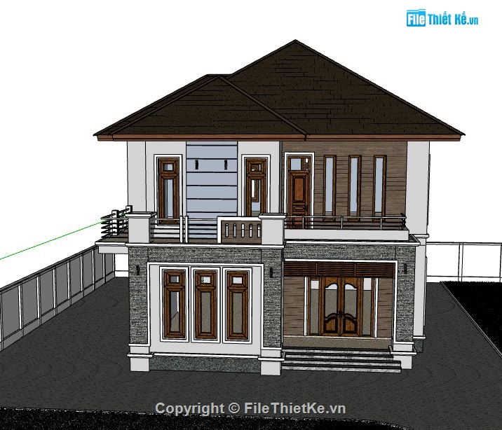 biệt thự 2 tầng,model biệt thự,file su biệt thự