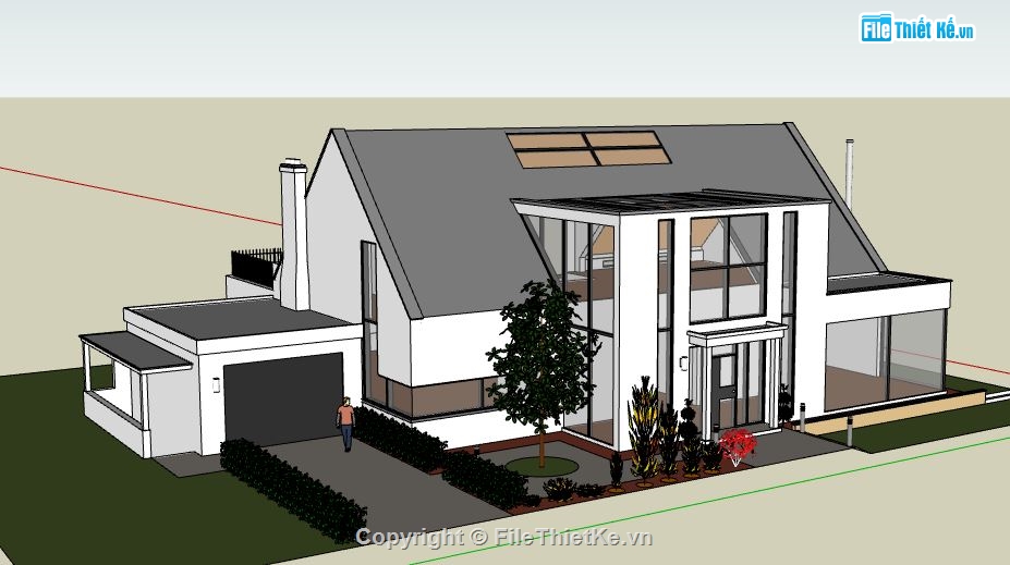 biệt thự 2 tầng,model su biệt thự,file sketchup biệt thự