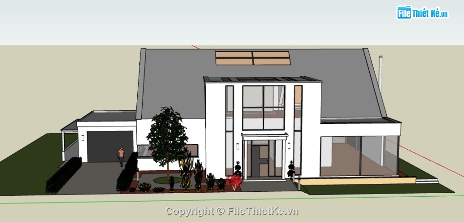 biệt thự 2 tầng,model su biệt thự,file sketchup biệt thự