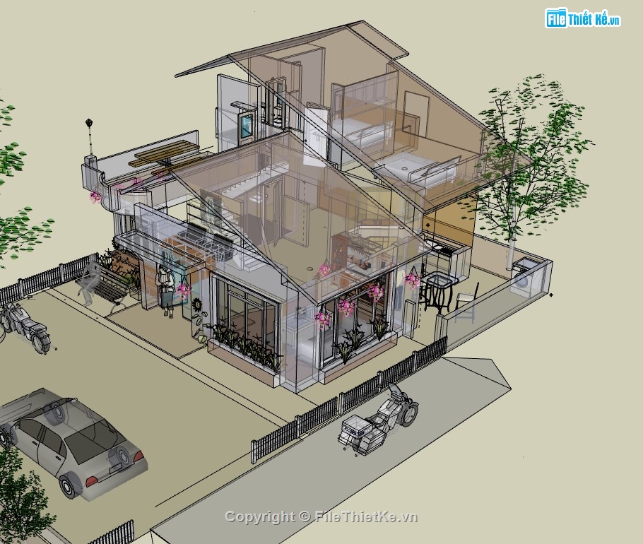 biệt thự 2 tầng,nội thất biệt thự,biệt thự sketchup,sketchup biệt thự,sketchup biệt thự 2 tầng