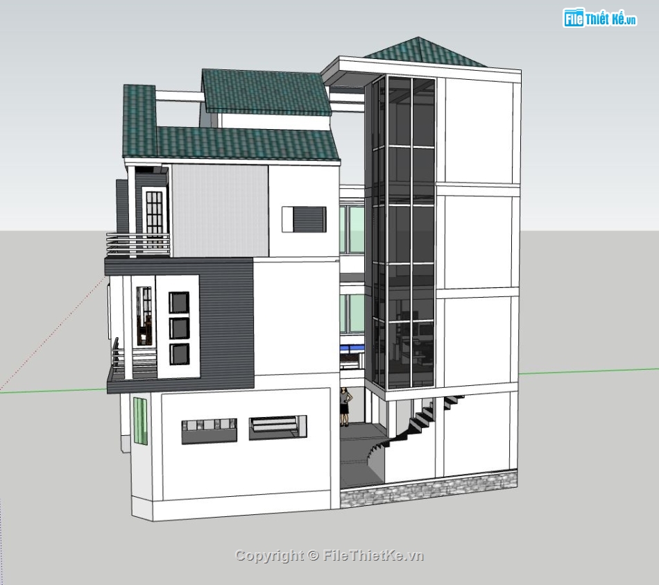 biệt thự 3 tầng,sketchup biệt thự,phối cảnh biệt thự 3 tầng,mẫu biệt thự 3 tầng su,bản vẽ biệt thự 3d