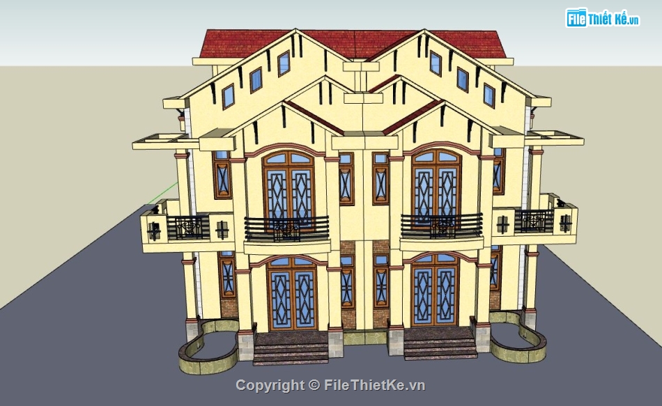 biệt thự 3 tầng,biệt thự sketchup,su biệt thự 3 tầng,mẫu biệt thự 3 tầng file su