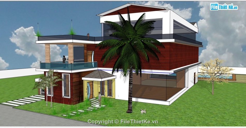 biệt thự 3 tầng,file sketchup biệt thự 3 tầng,su biệt thự 3 tầng,biệt thự 3 tầng đẹp