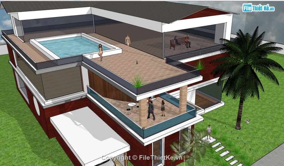 biệt thự 3 tầng,file sketchup biệt thự 3 tầng,su biệt thự 3 tầng,biệt thự 3 tầng đẹp