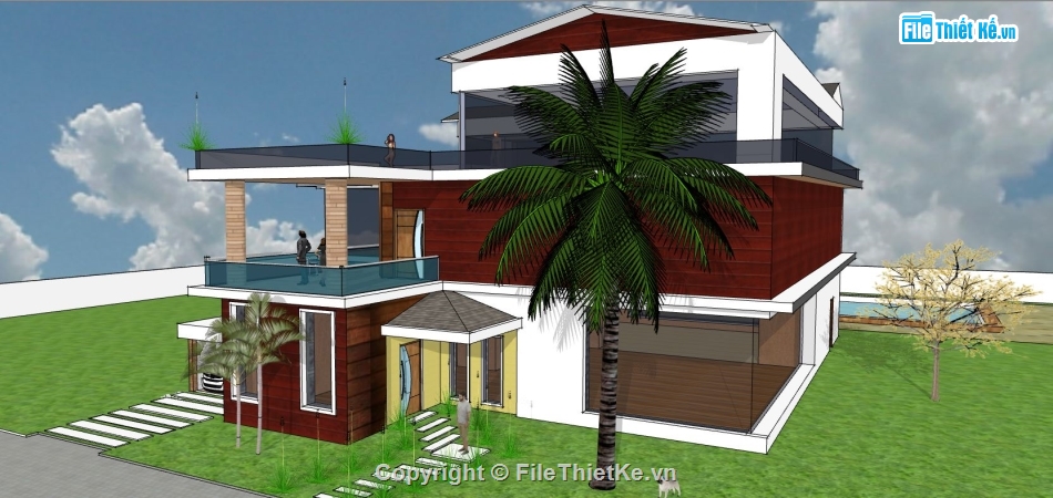 biệt thự 3 tầng,file sketchup biệt thự 3 tầng,su biệt thự 3 tầng,biệt thự 3 tầng đẹp