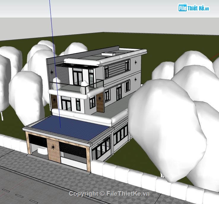 biệt thự sketchup,su biệt thự 2 tầng,file sketchup biệt thự 2 tầng