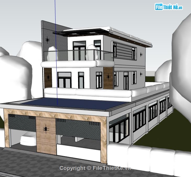 biệt thự sketchup,su biệt thự 2 tầng,file sketchup biệt thự 2 tầng