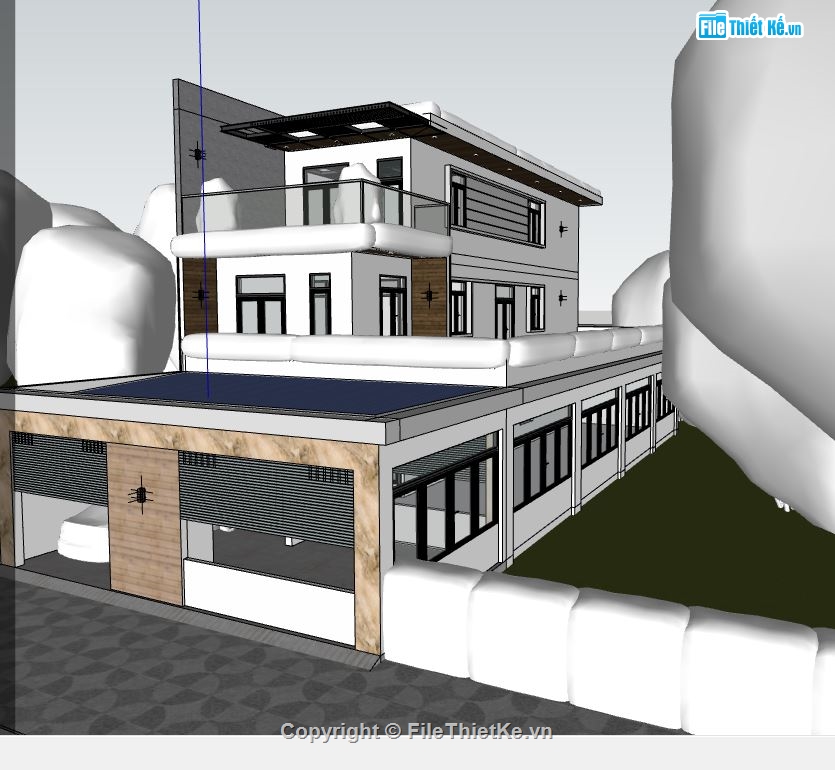 biệt thự sketchup,su biệt thự 2 tầng,file sketchup biệt thự 2 tầng