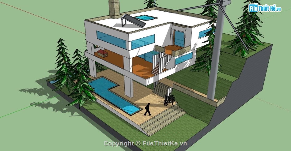 file sketchup biệt thự,model su biệt thự,su biệt thự 3 tầng