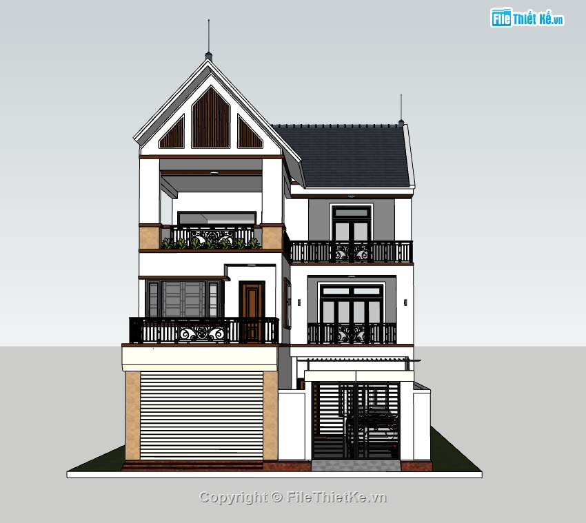 biệt thự 3 tầng,mẫu biệt thự,mẫu biệt thự sketchup