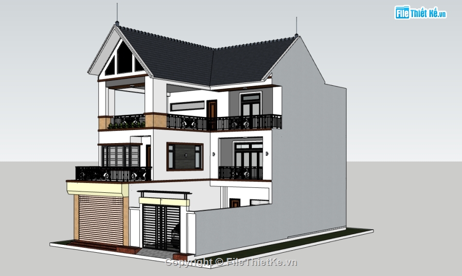 biệt thự 3 tầng,mẫu biệt thự,mẫu biệt thự sketchup