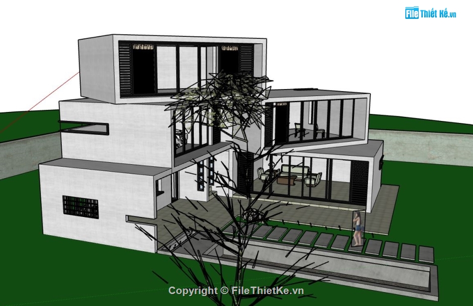model su biệt thự,file sketchup biệt thự,model su biệt thự nghỉ dưỡng