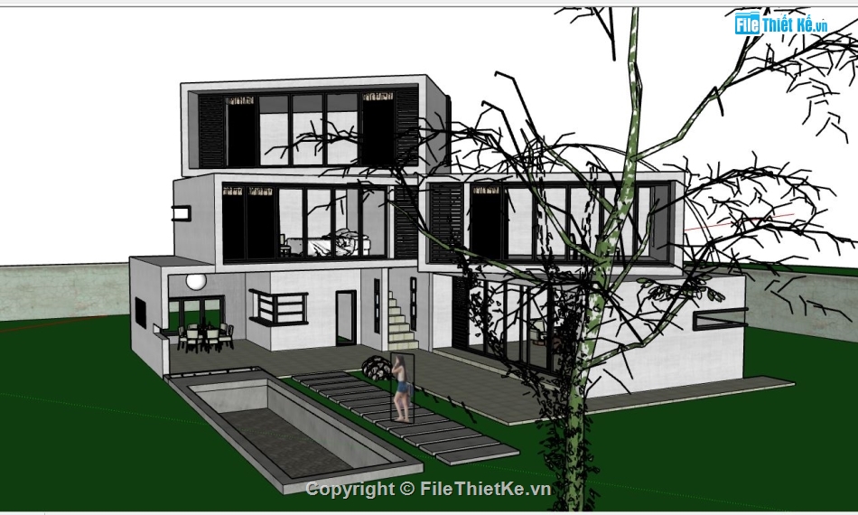 model su biệt thự,file sketchup biệt thự,model su biệt thự nghỉ dưỡng