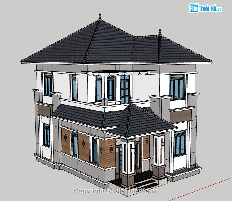 file su biệt thự 2 tầng,file sketchup biệt thự 2 tầng,model su biệt thự 2 tầng