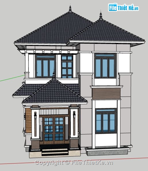 file su biệt thự 2 tầng,file sketchup biệt thự 2 tầng,model su biệt thự 2 tầng