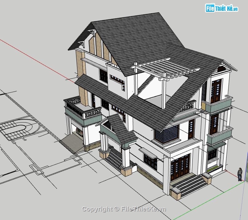 file su biệt thự,model su biệt thự,file sketchup biệt thự