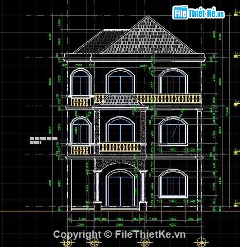 biệt thự 3 tầng,biệt thự 3 tầng file cad,cad biệt thự 3 tầng