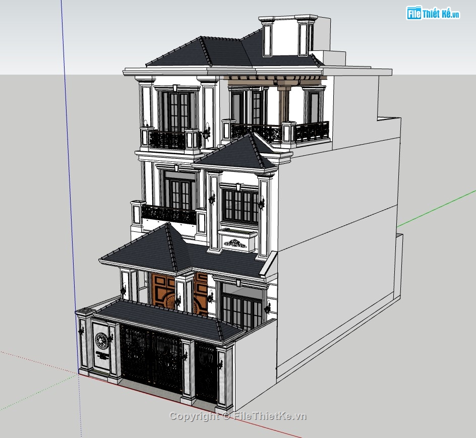 biệt thự 3 tầng,su biệt thự,sketchup biệt thự,sketchup biệt thự 3 tầng,su biệt thự 3 tầng