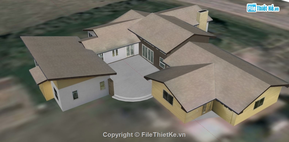 biệt thự sketchup,file sketchup nhà biệt thự cổ,biệt thự cổ sketchup