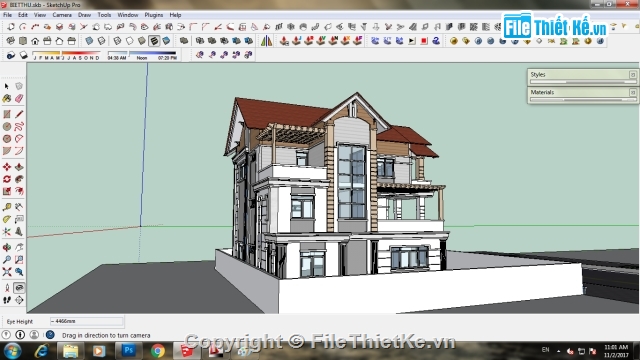 biệt thự đẹp,file sketchup,biệt thự đẹp 3 tầng,biệt thự sketchup,biệt thự đẹp 2,biệt thự 2 tầng