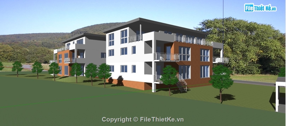 sketchup biệt thự,sketchup biệt thự 3 tầng,biệt thự 3 tầng sketchup