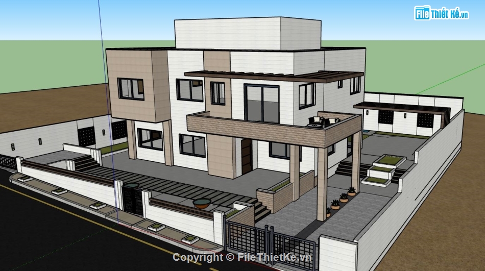 biệt thự sketchup,sketchup biệt thự,biệt thự hiện đại