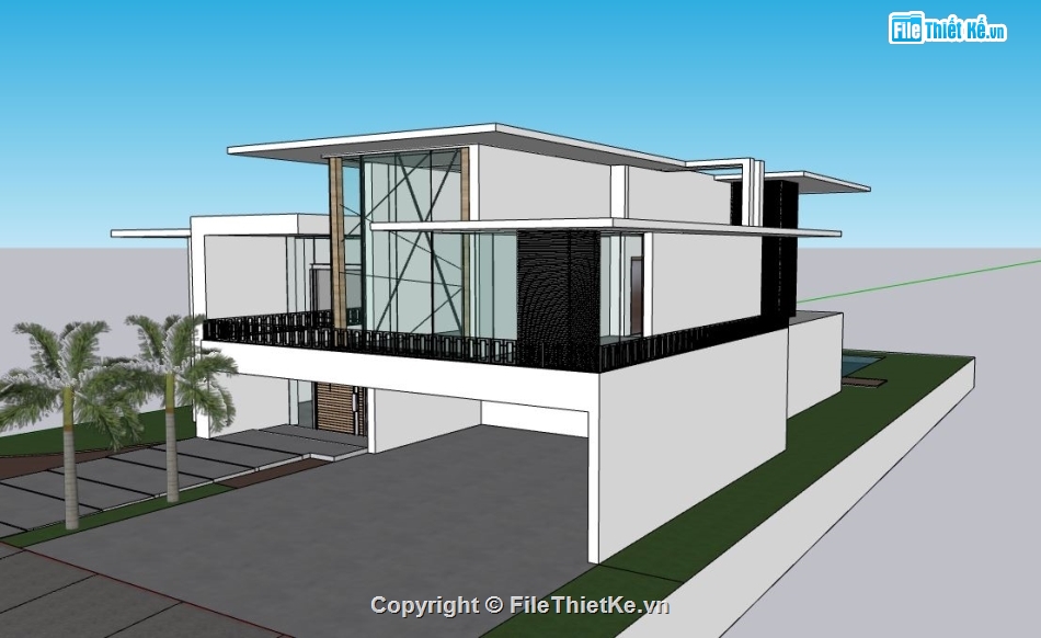 biệt thự sketchup,sketchup biệt thự,sketchup biệt thự 2 tầng hiện đại,sketchup biệt thự 2 tầng