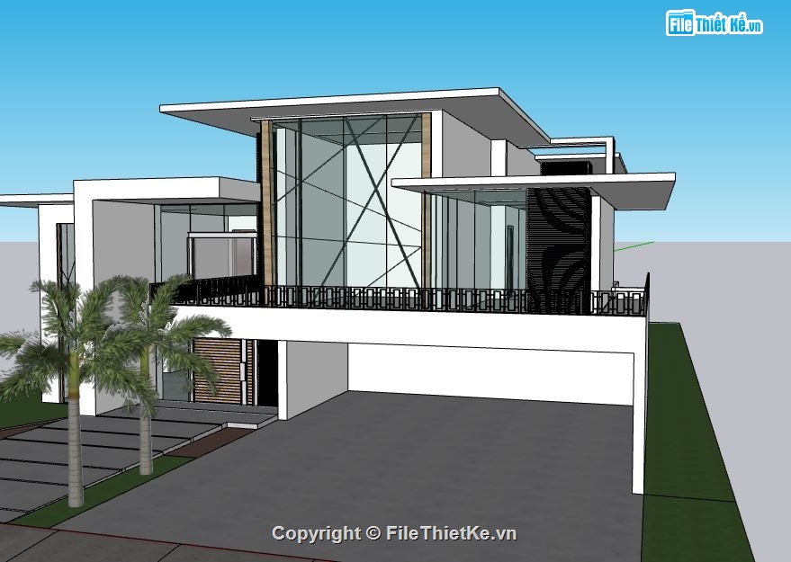 biệt thự sketchup,sketchup biệt thự,sketchup biệt thự 2 tầng hiện đại,sketchup biệt thự 2 tầng