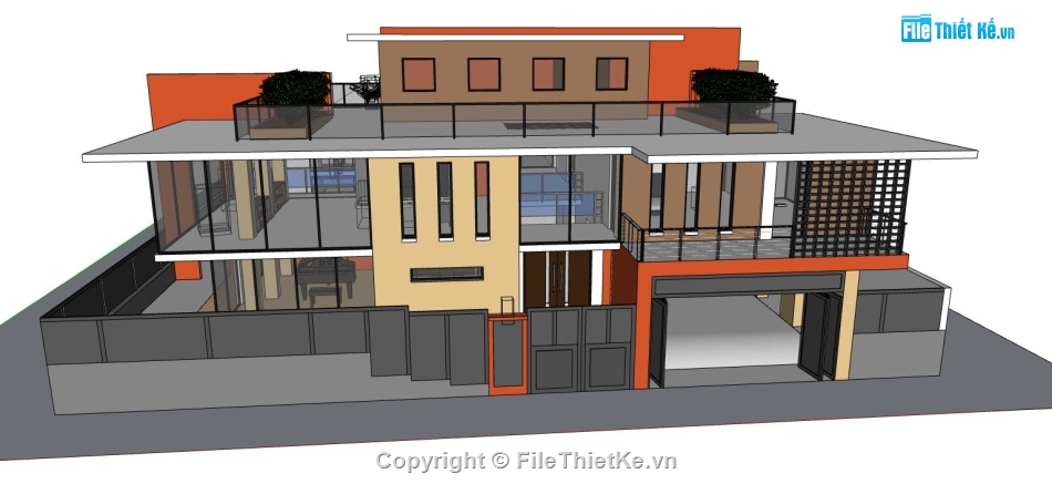mẫu biệt thự hiện đại,file su biệt thự,sketchup biệt thự