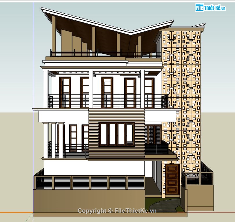 biệt thự 4 tầng,sketchup biệt thự,full biệt thự 4 tầng,file sketchup biệt thự