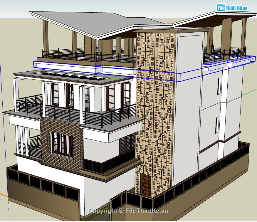 biệt thự 4 tầng,sketchup biệt thự,full biệt thự 4 tầng,file sketchup biệt thự