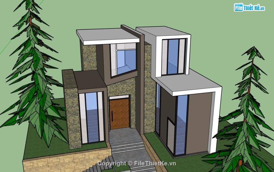 file sketchup biệt thự,model su biệt thự,sketchup biêt thự