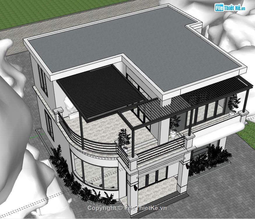 biệt thự sketchup,sketchup biệt thự,biệt thự hiện đại