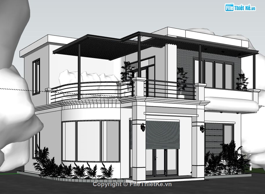 biệt thự sketchup,sketchup biệt thự,biệt thự hiện đại