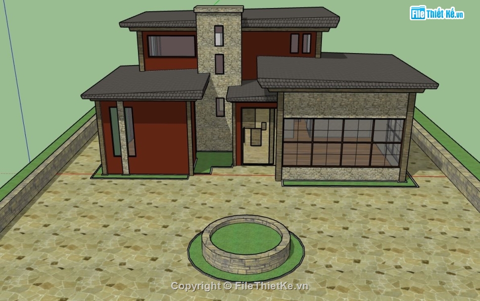 sketchup biệt thự,biệt thự sketchup,Mẫu biệt thự đẹp